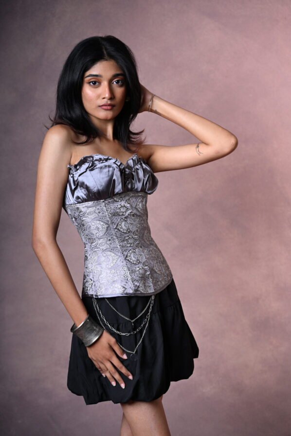 Black Layered Mini Skirt with Chain Detail